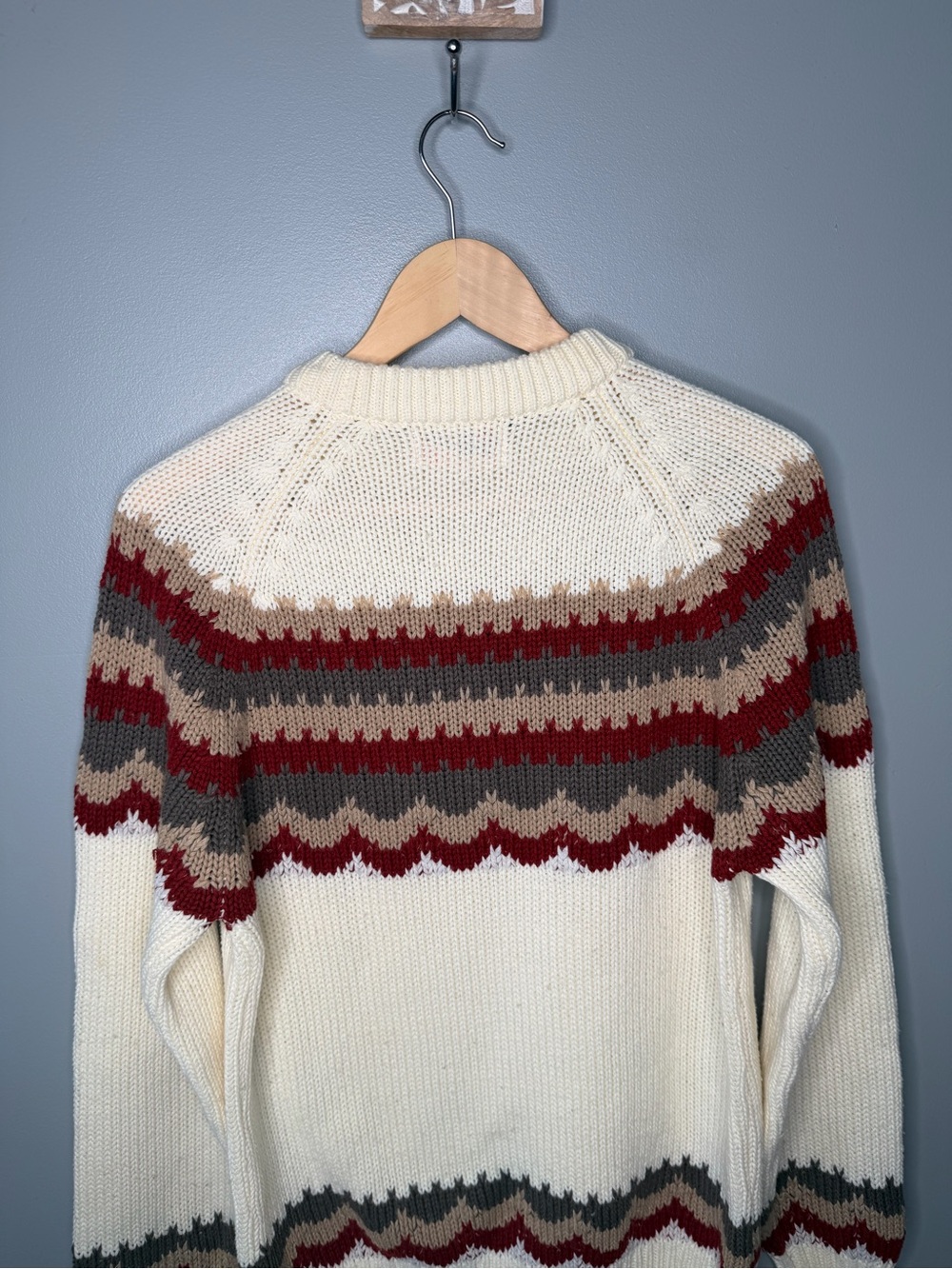 Sigallo Vintage 70s Scallop Fair Isle Acrylic Knit Sweater - Picture 7 of 9